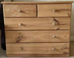 Solid wood chest of drawers unpolished