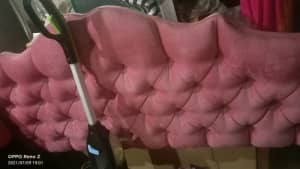 Pink tuffted Chesterfield Style bed head