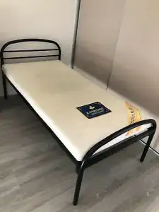 Single bed with mattress BLACK