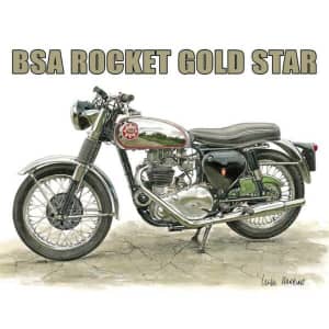 BSA Rocket Gold Star 650cc 1962 Tin Sign 40.5 x 31.5cm - Made in Aus