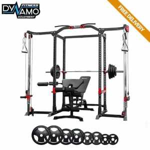 Squat Rack Cable Crossover Bench Barbell Set