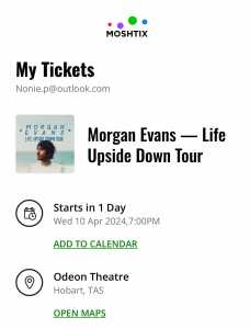 **Morgan Evan’s Tickets**