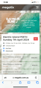 Electric Island Sunday 07/04/2024 ticket x 2