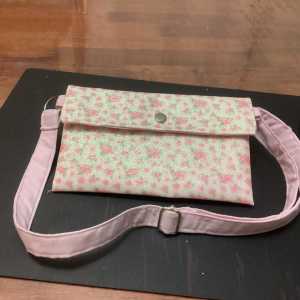 Girls phone bag, handmade with faux leather. Adjustable straps. New