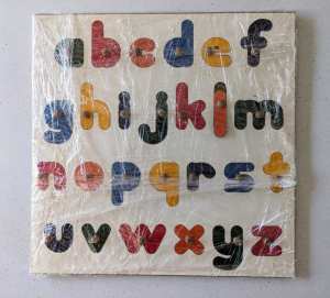 Large Wooden Alphabet Puzzle. Peg Handles, Good quality 44cm