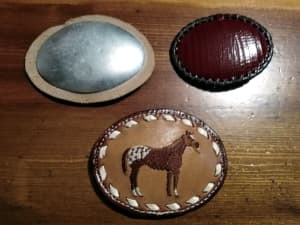 Leather Belt Buckle with Hand Embroidered Horse 1 of a Kind Hand Made