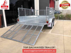 10x6 Tandem Trailer with Cage, Ramp, Brakes Galvanised 2000kg ATM
