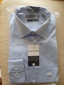 Mens Geoffrey Beene Long Sleeve Shirt Blue Regular Fit 100% Cotton