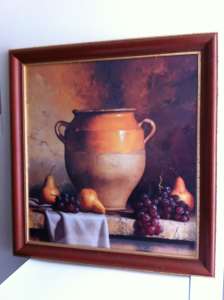 Framed Picture behind glass Rustic Fruit & Urn large 99cm H x 94cm W