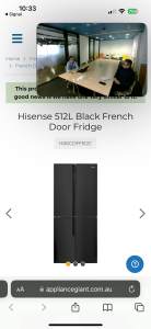 Hisense 512L Black French door fridge