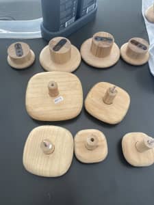 Timber wall hooks various sizes suitable for hats and coats . 