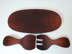 Boma Maple Leaf Leaves Tray Plate and Salad Server Set Canada