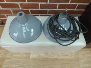 Light shade, industrial style steel grey /white x2