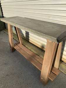 Concrete hall table/console with hardwood legs