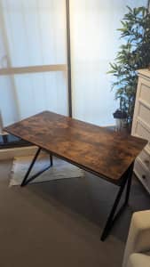 Large Wood & Metal Computer Desk with Shelf (Rustic Wood)