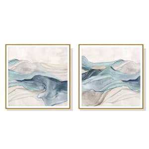 70cmx70cm Blue Mountain 2 Sets Gold Frame Canvas Wall Art...