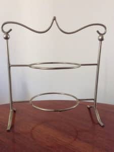 Retro Vintage silver shabby chic two tier cake high tea or plate stand