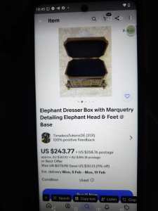 Antique elephant dresser box usualy sells around $150 usa dollars 