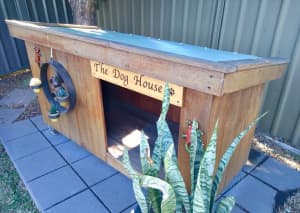 Solid Wooden Dog Kennel with Hinged Skillion Roof
