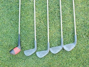 Dynacast Number 3 Wooden Driver & 4 International Tour Model Irons
