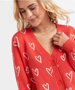 Nwot red heart oversized cardigan sports girl