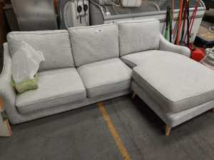 Light Grey Fabric 3 Seater Couch with Chaise