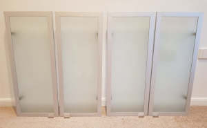 Cabinet doors, Aluminum/Glass x 4