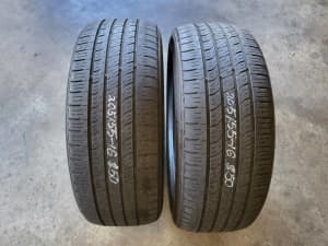 2 x Used Zetum 205/55R16 Passenger tyres, 40-45%, $25 e.a