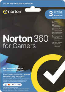 Norton 360 Gamer 1 User 3 Device 1 Yr Virus Malware Spyware Protection