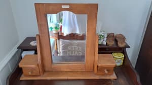 Lowboy/Table Top Character Mirror with Side Drawers