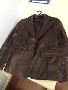 Politix - brown leather jacket size 2