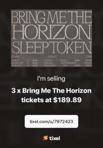 Bring Me the Horizon Concert Tickets 14th April Sydney
