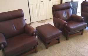 Moran leather lounge suite, 5 pieces