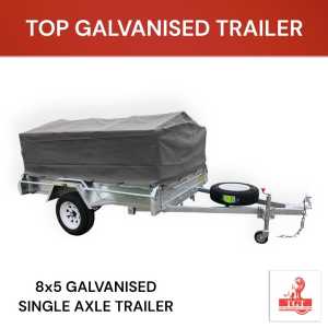 8x5 Box Trailer Single Axle Hot Dipped Galvanised Trailer 750kg ATM