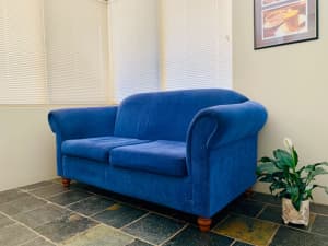 Navy Blue Upholstered Sofa with Arm Lounge and Seat Cushions