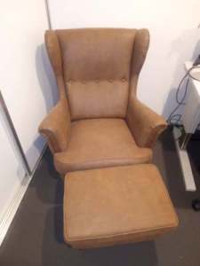Ikea Strandmon Leather Wing Chair Plus Stool Free Delivery