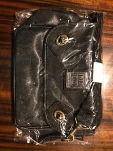 Hand bag black leather look Deco New