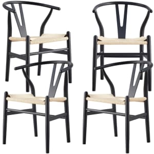 Anemone Set of 4 Wishbone Dining Chair Beech Timber Replica Hans...