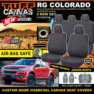 TUFF Canvas S2 Custom Seat Covers 2Row Holden RG Colorado LTZ LT Charc
