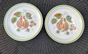 Stoneware dinner plates (2) Japan 1970s Pear patch by Daniele