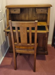 Desk/cupboard combo & chair. Folds away when not in use. Ideal for of