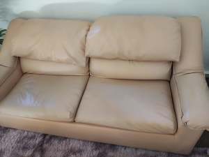 Beige leather sofa bed for sale