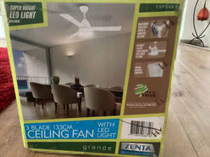 Ceiling fan with LED light and remote control