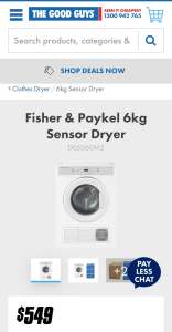 Fisher and Paykel 6kg dryer