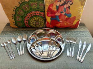 Traditional 5 Compartment Thali/Plate Cutlery Set