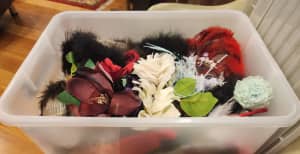 Feathers, Flowers & Handcrafts for decorating Hats. $15.00 the lot.