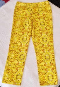 Funky yellow womans jeans size M/L fun PU Richmond or morewel 