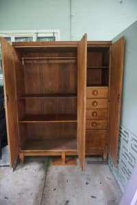 antique timber wardrobe cupboard optional shelves free delivery