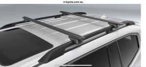 Genuine Toyota landcruiser roof rails and cross bars.