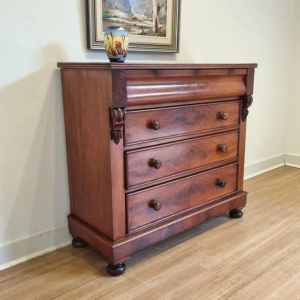 Antique Victorian Flame Mahogany Chest of Drawers/Tallboy. C1880s.